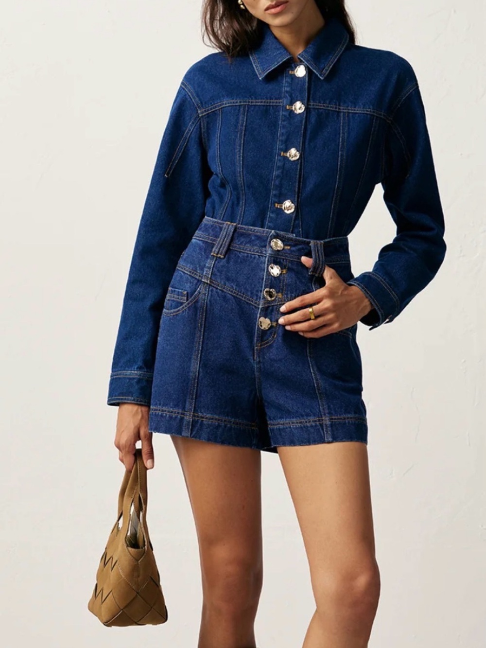 Commense Dark Indigo High-Waist Denim Shorts